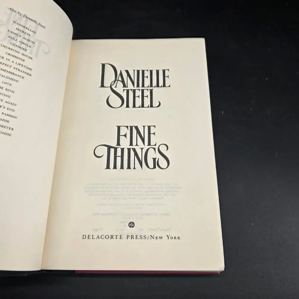 Fine Things Danielle Steel First Printing 1987 Hardcover Novel Book